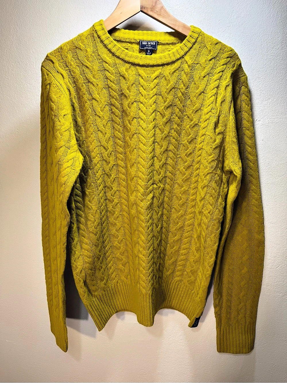 Todd Snyder Cable Knit Sweater in Yellow Size Small